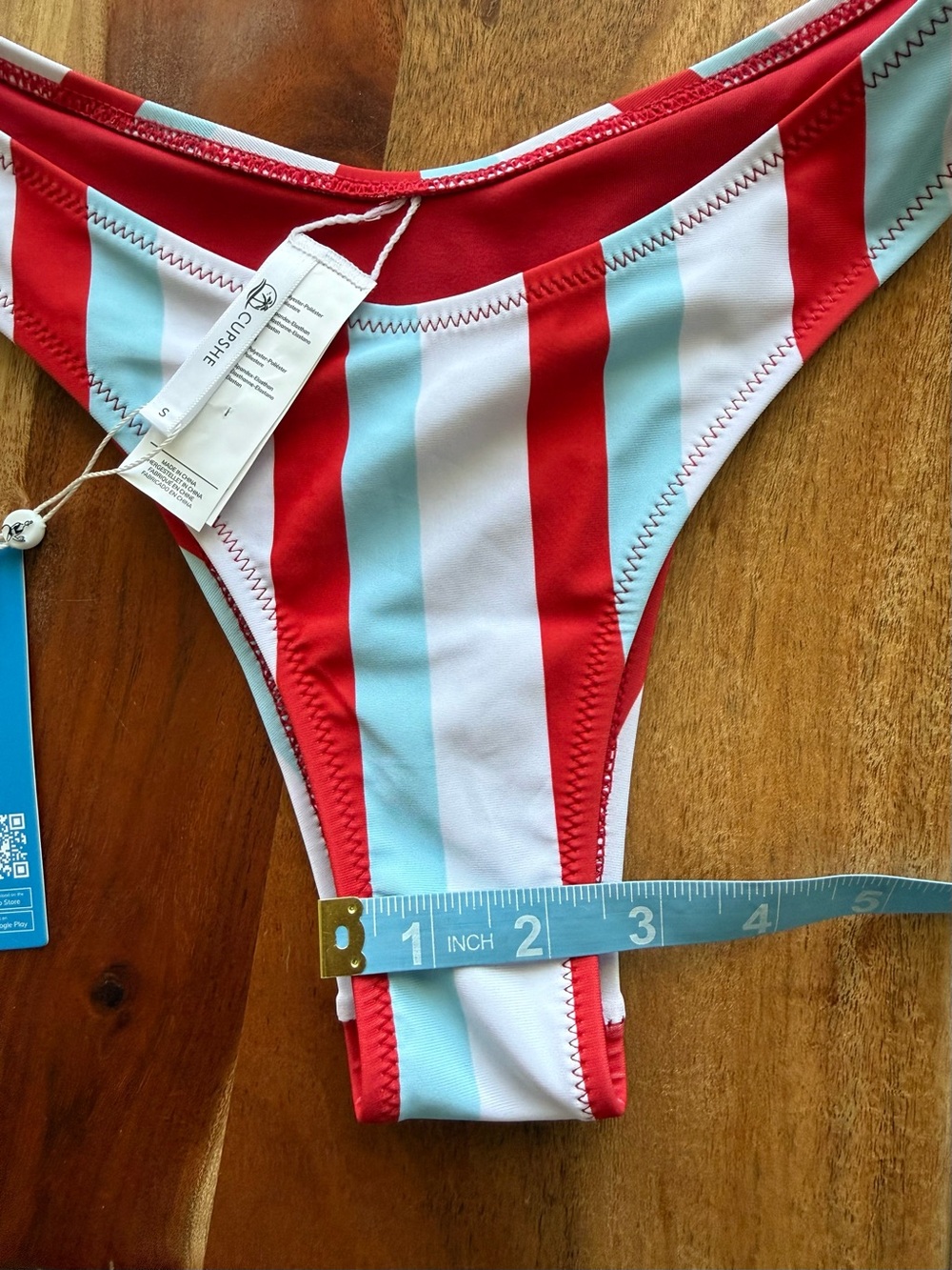 CUPSHE Red and White Stripe Bikini Bottom - CUPSHE Women Swim Size S - Picture 3 of 3